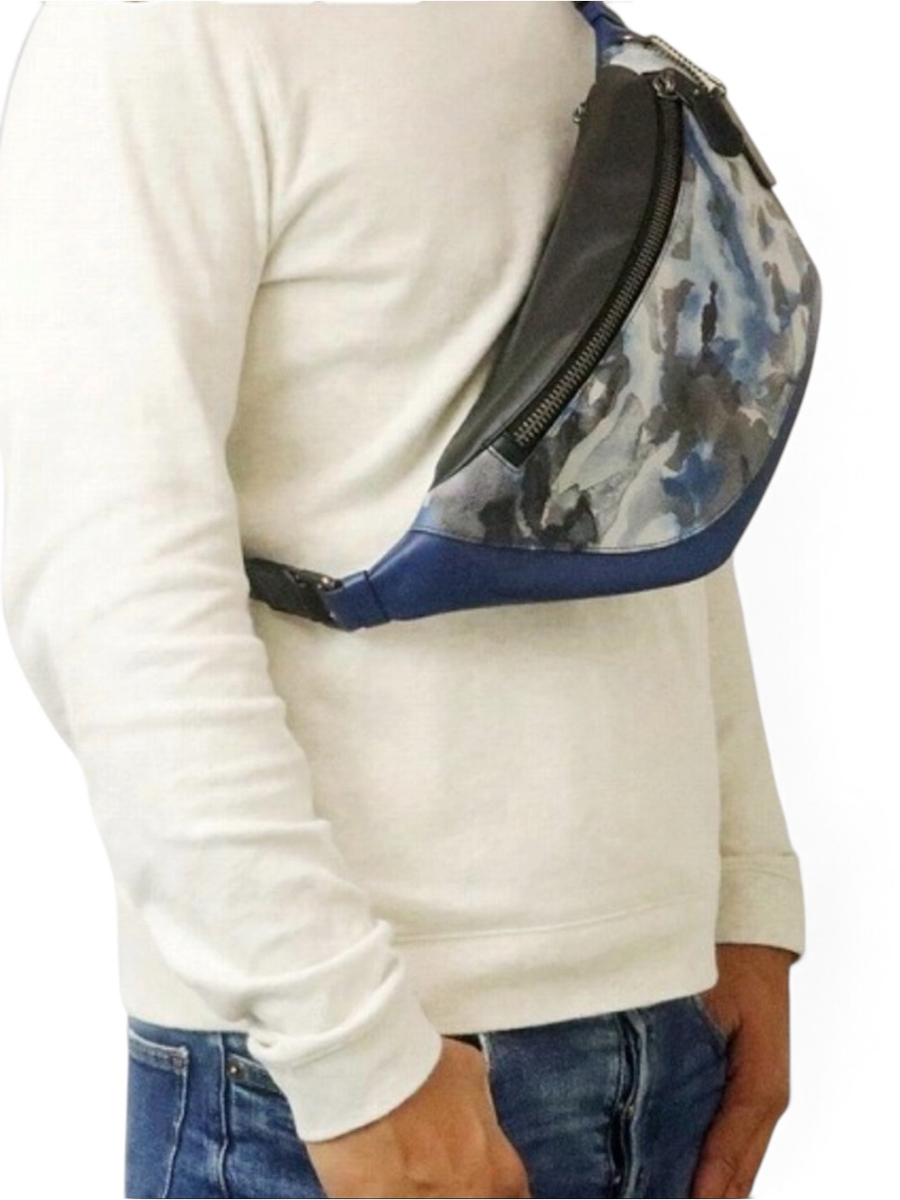 COACH Warren Gender Neutral Leather & Coated Canvas in Watercolor Print Belt Bag - Picture 6 of 12